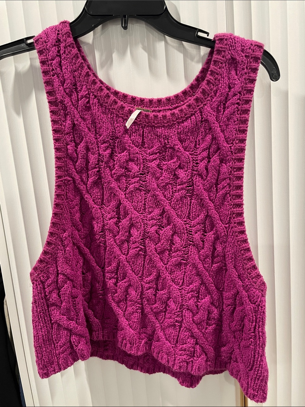 Free People Cable-Knit Sleeveless Tank Top - Magenta